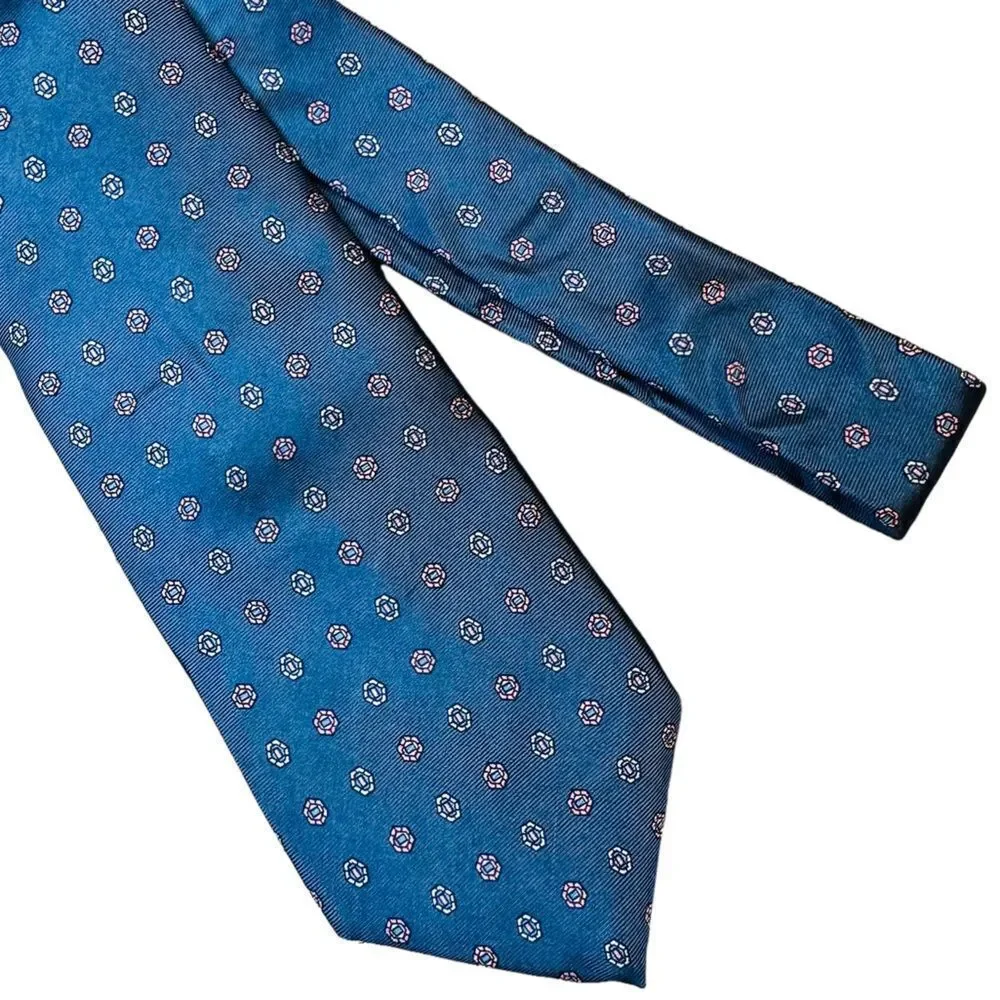 Vintage Blue and pink Piero Como Italian Silk Neck Tie